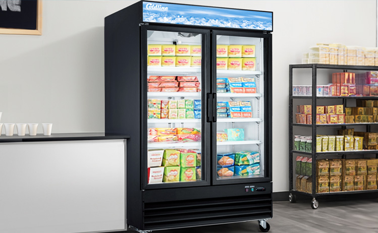 thumbnail image 2 of Migali C-49RS-HC Two Door Glass Refrigerator – 49 Cu. Ft., Black/White, Freestanding Merchandiser 2 of 5