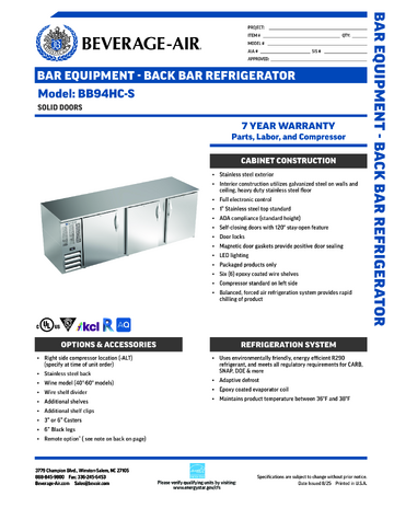 Spec Sheet