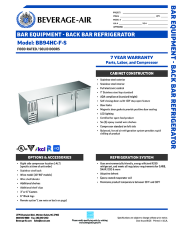 Spec Sheet