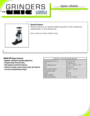 Spec Sheet