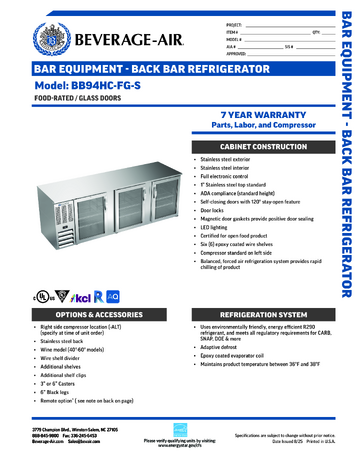 Spec Sheet