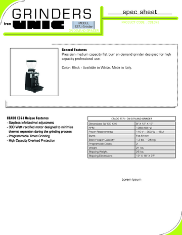 Spec Sheet
