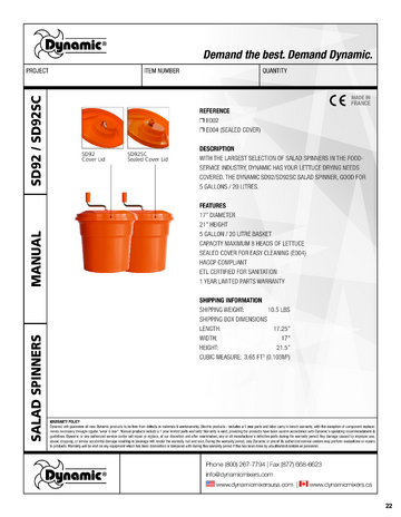 Spec Sheet
