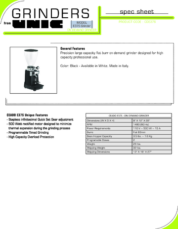Spec Sheet