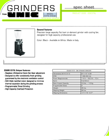 Spec Sheet