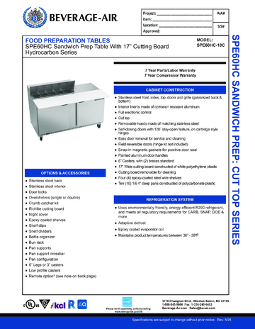 Spec Sheet