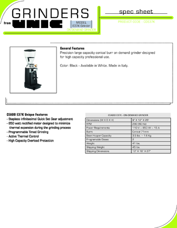 Spec Sheet