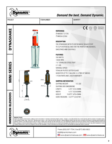 Spec Sheet