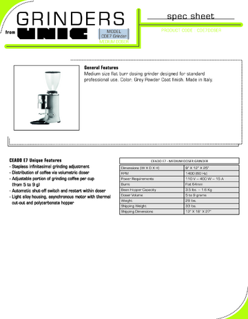 Spec Sheet