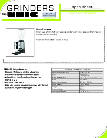 Spec Sheet