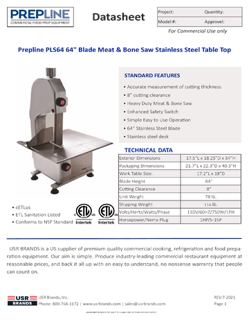 Spec Sheet