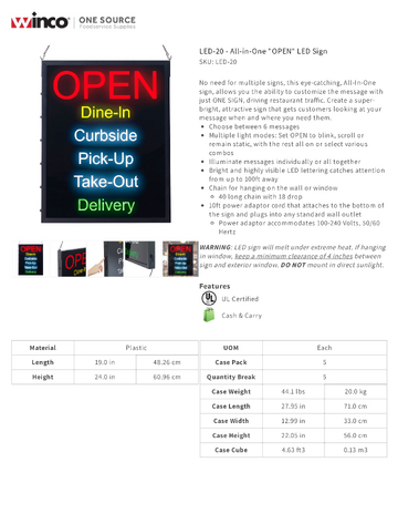 Spec Sheet