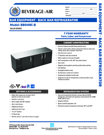 Spec Sheet