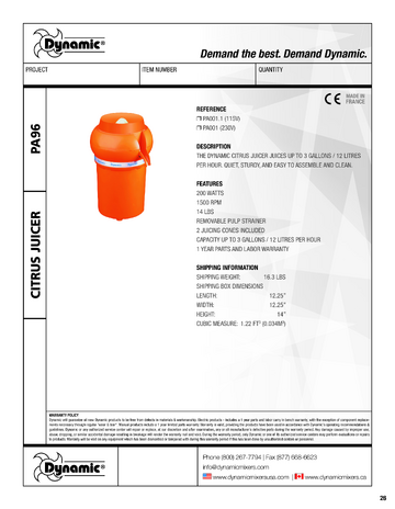 Spec Sheet
