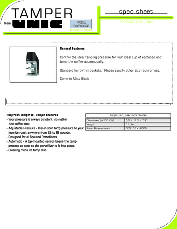 Spec Sheet