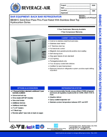 Spec Sheet