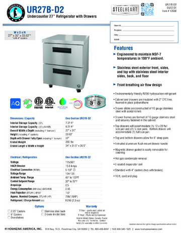 Spec Sheet