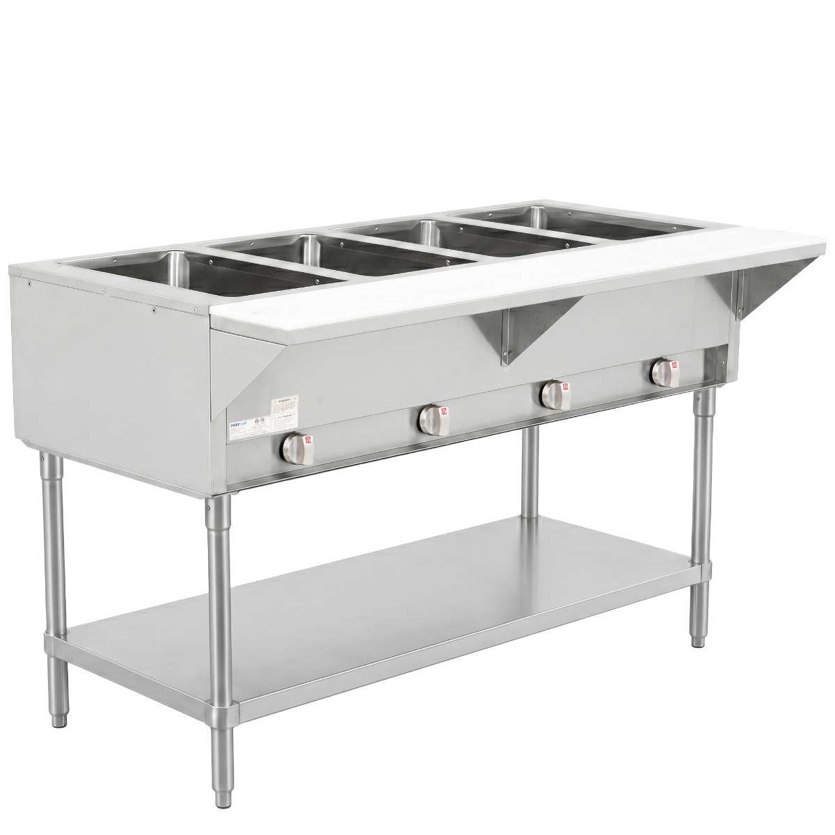 Prepline 60" Four Well Gas Hot Food Steam Table with Undershelf
