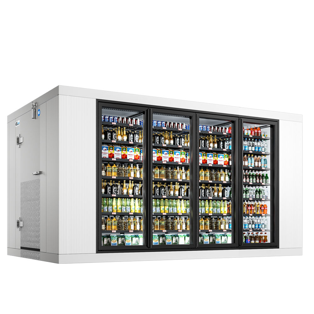 Coldline 8 x 14  Four Glass Door Walk-in Merchandiser Cooler Box with Floor