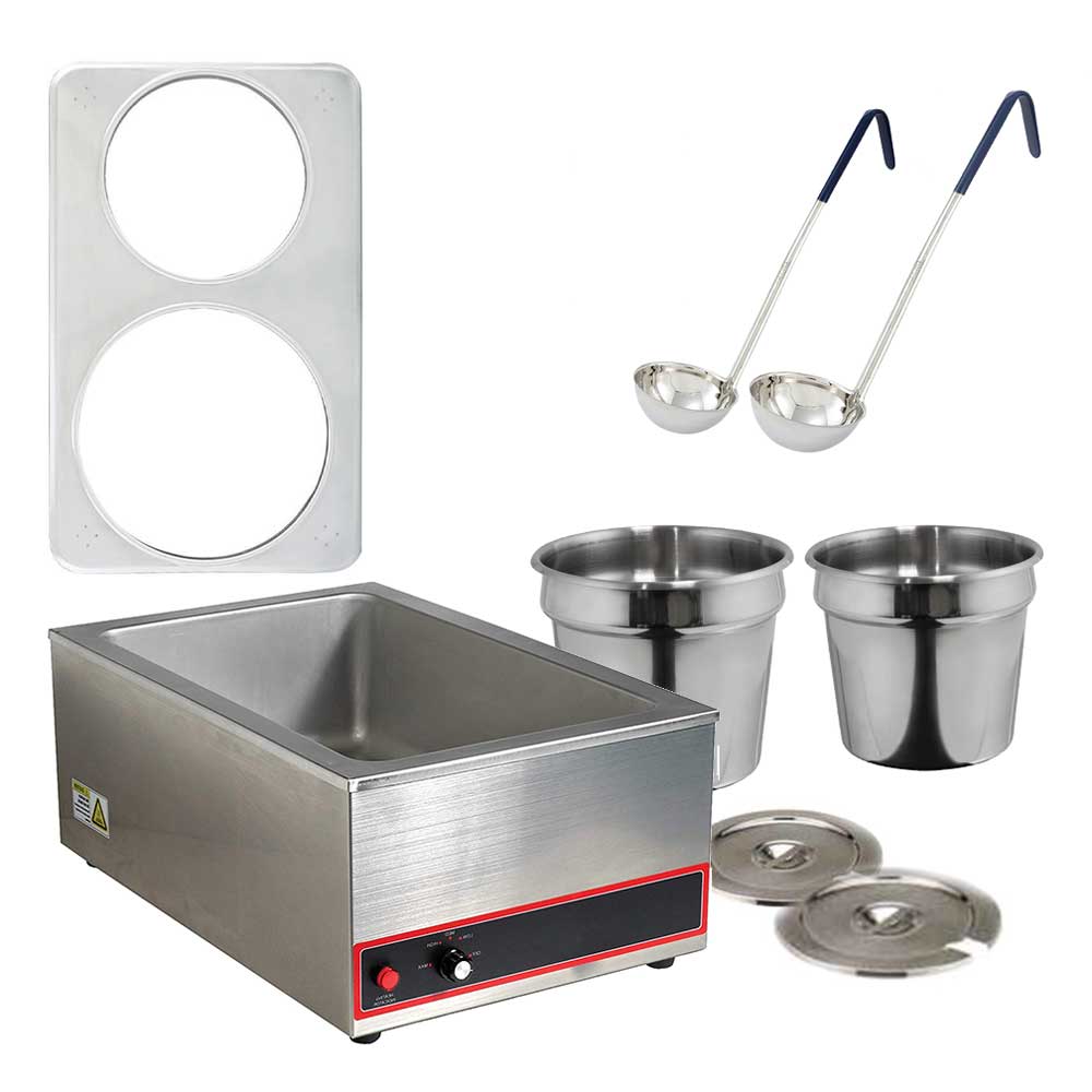 Custom GLSW1 4 Quart and 7 Quart Pot Soup Warmer Set with Ladles