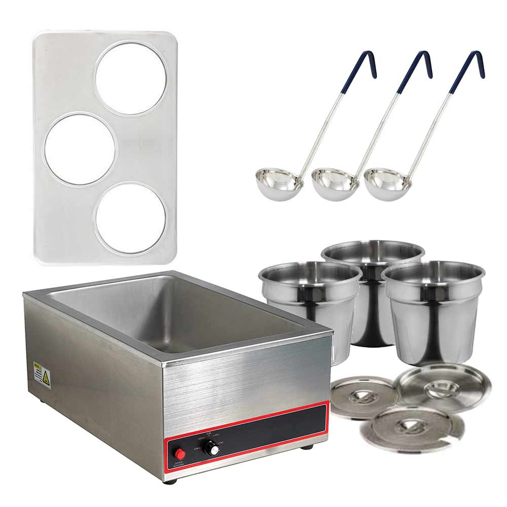 Custom GLSW3 Three 4 Quart Pot  Soup Warmer Set with Ladles