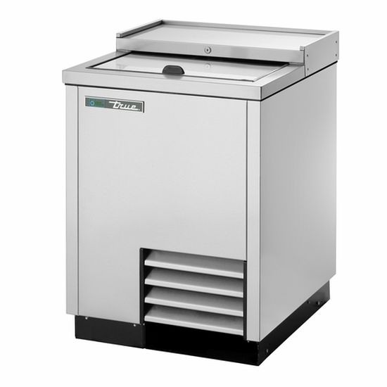 True TD-24-7-S-HC 24" Solid Slide Lid Stainless Steel Deep Well Horizontal Bottle Cooler