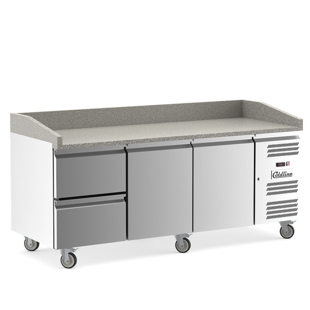 Coldline PDR-80-2D 80" Refrigerated Pizza Prep Dough Retarder with Marble Top and Two Drawers