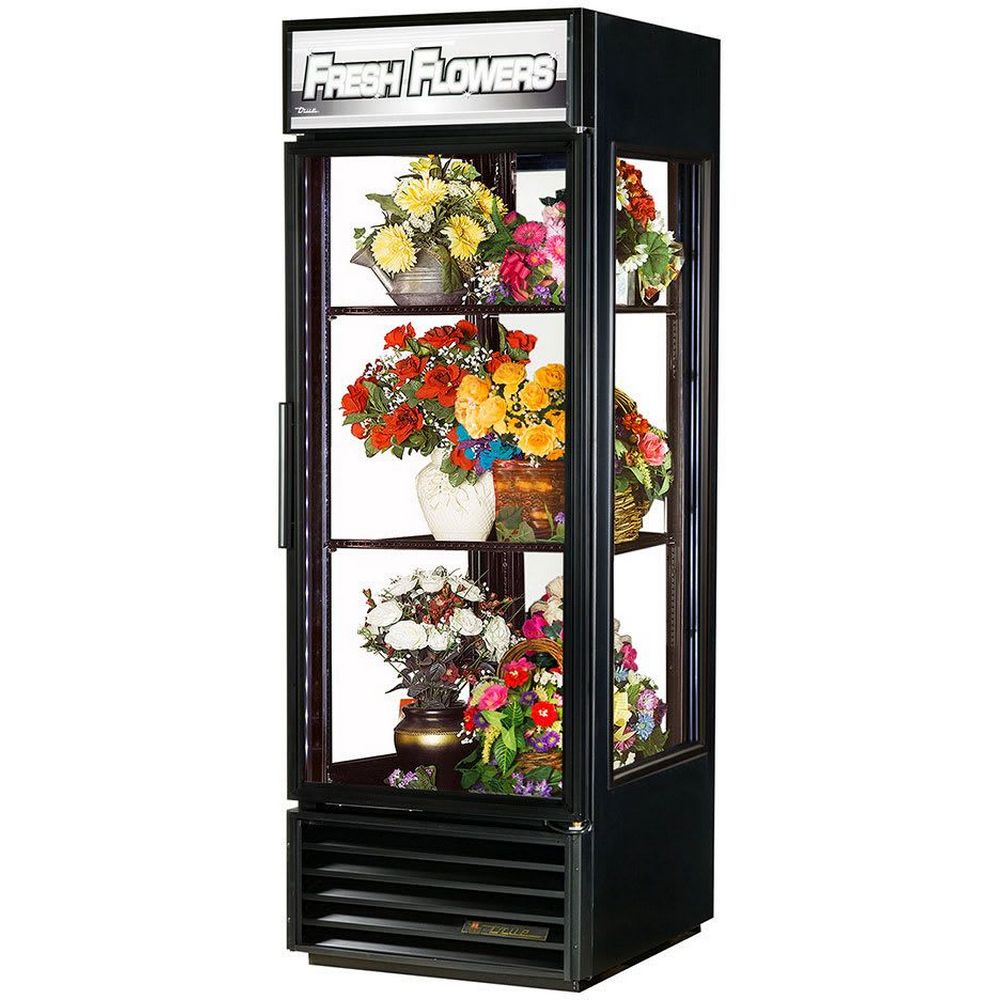 True G4SM-23FC-HC~TSL01 28" Swing Glass Door Four Sided Refrigerated Floral Case Merchandiser