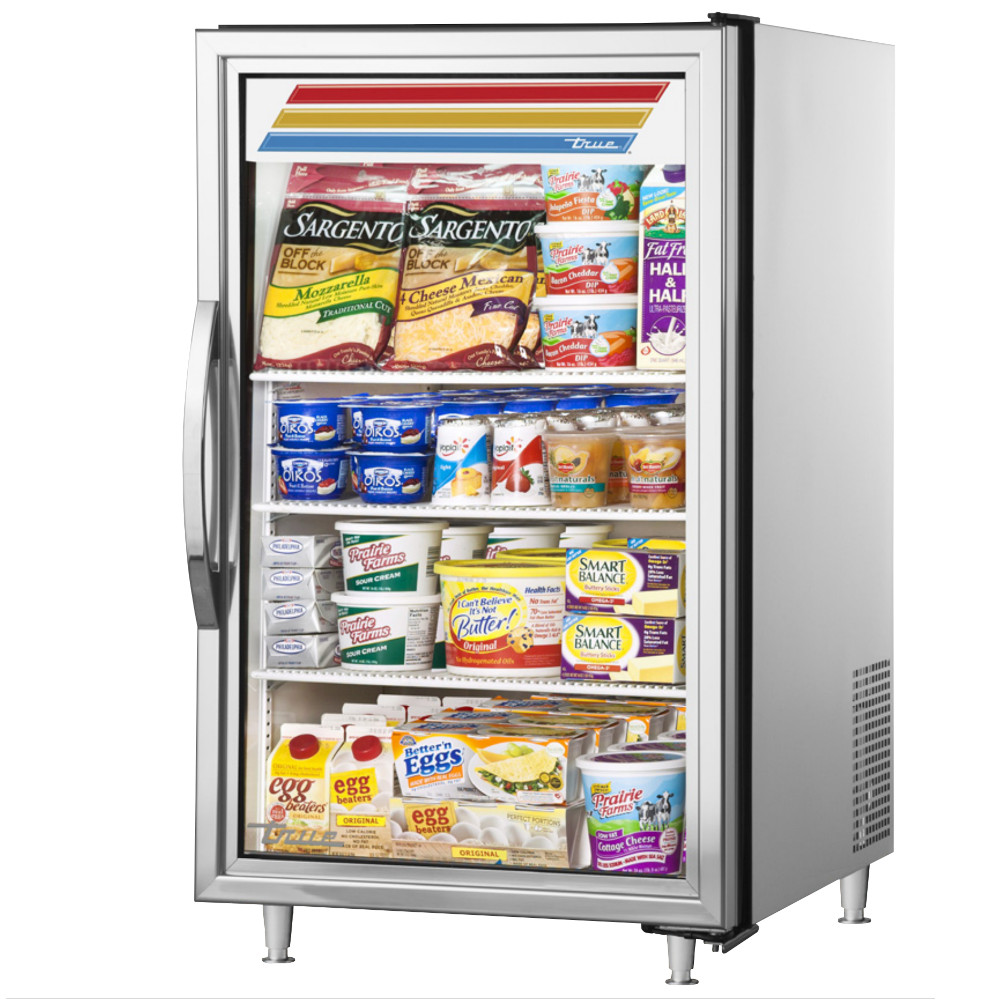 True GDM-07-S-HC-FGD01 24" Swing Door Stainless Steel Countertop Merchandiser