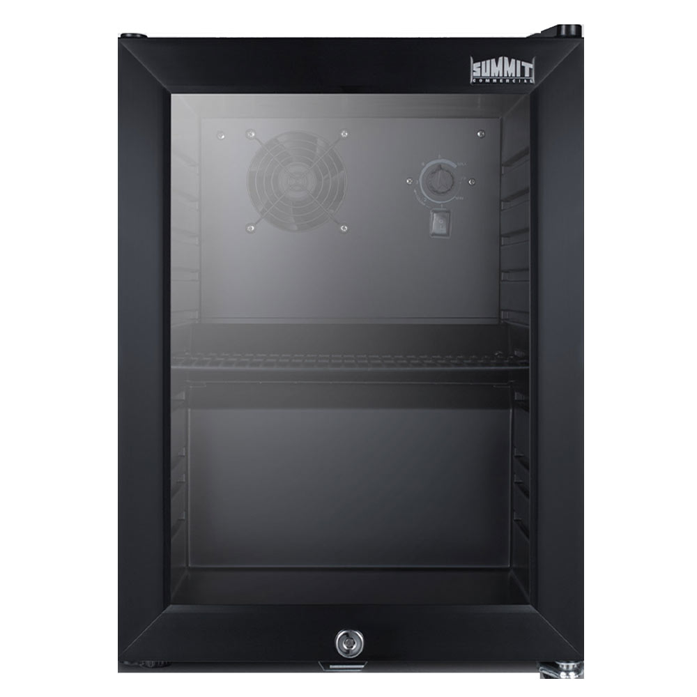 Summit SCR114L 14" Countertop Refrigerator with Swing Glass Door and Black Cabinet - 115v