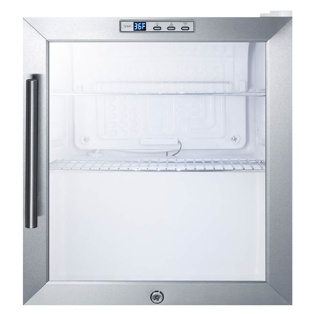 Summit SCR215LCSS 17" Glass Door Refrigerator with Stainless Steel Wrapped Cabinet