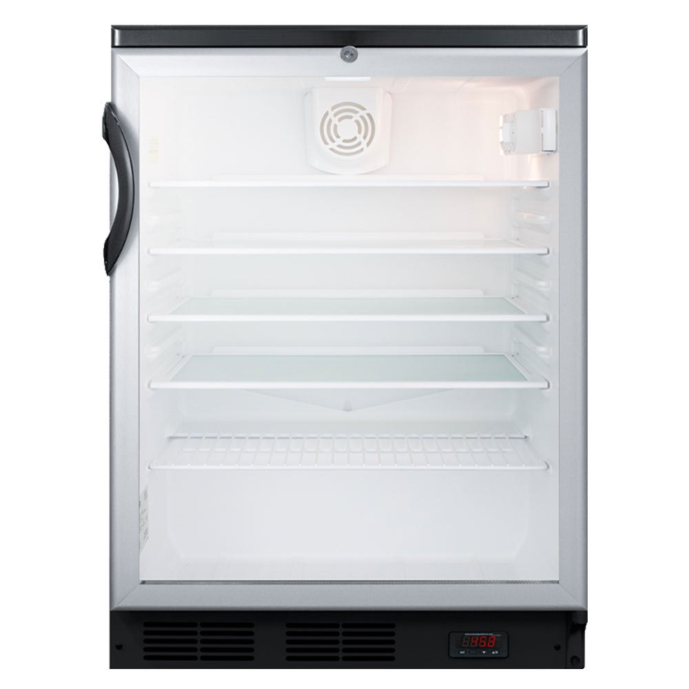 Summit SCR600BGLBIDTPUB 24" Glass Door Built-in Craft Beer and Wine Refrigerator with Black Cabinet