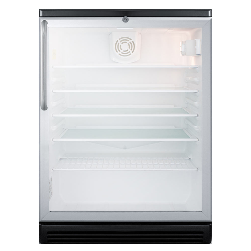 Summit SCR600BGLTB 24" Counter Height Beverage Center with Black Cabinet, Glass Door, Towel Bar Handle