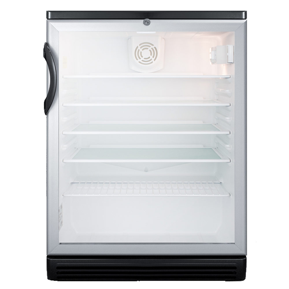 Summit SCR600BGL 24" Counter Height Beverage Center with Black Cabinet, Glass Door