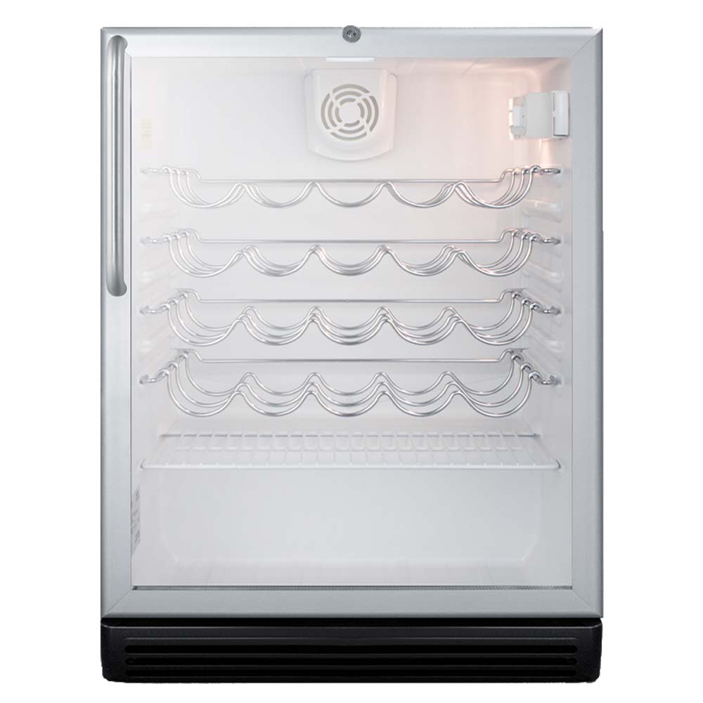 Summit SWC6GBLCSSADA ADA Compliant 24" Wine Cellar for Built-in Undercounter Use, with Glass Door and Stainless Steel Cabinet