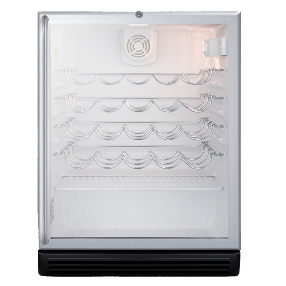Summit SWC6GBLSHADA ADA Compliant 24" Wine Cellar for Freestanding Use with Glass Door, Black Cabinet and Full Length Handle