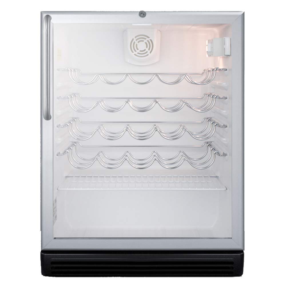 Summit SWC6GBLTBADA ADA Compliant 24" Wine Cellar for Freestanding Use with Glass Door, Black Cabinet and Towel Bar Handle