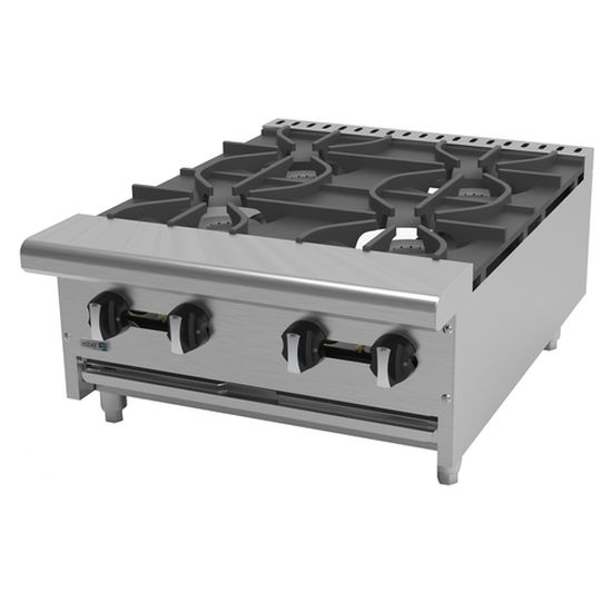 Asber AEHP-4-24 24" Natural Gas Countertop Gas Hotplate with 4 Burners - 120,000 BTU