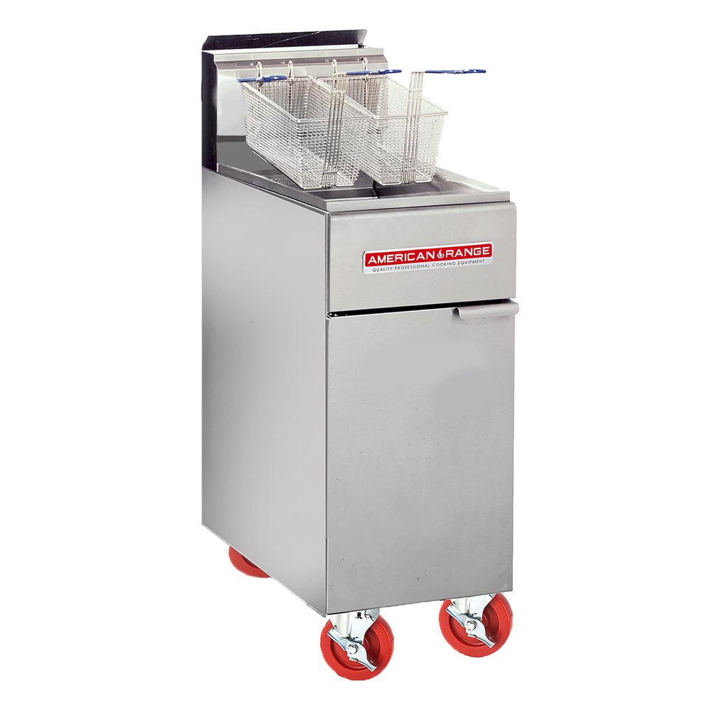 American Range AF-50HE-NG 50 lb. Full Size Stainless Steel High Efficiency Natural Gas Fryer - 75,000 BTU