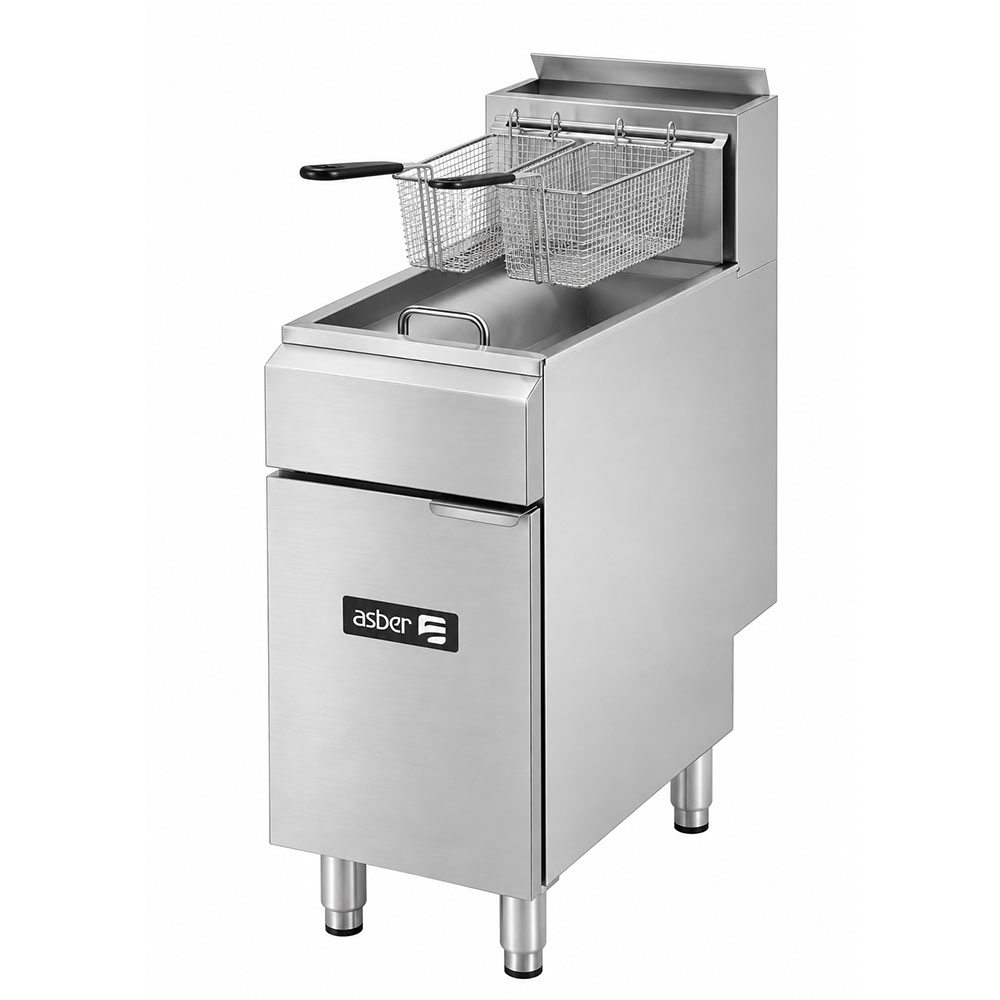 Asber AEF-4050-FT-LPG 15" Liquid Propane Gas 40/50 Lbs. Food Truck Fryer - 90,000 BTU