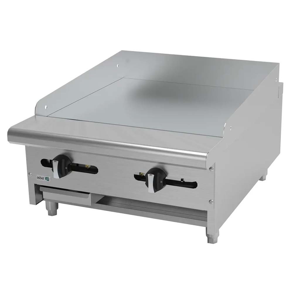 Asber AEMG-24-H 24" Liquid Propane Gas Countertop Griddle with Manual Control - 48,000 BTU