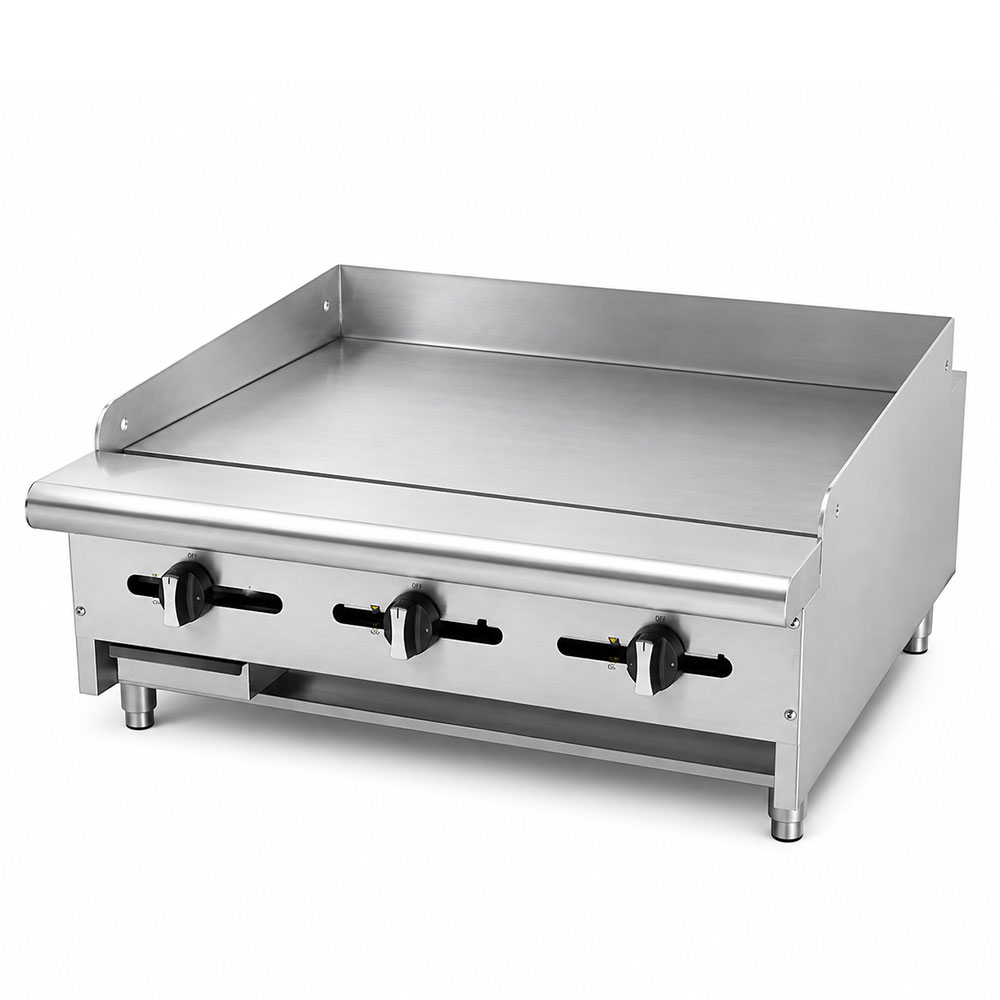 Asber AEMG-36-H 36" Natural Gas Countertop Griddle with Manual Control - 72,000 BTU