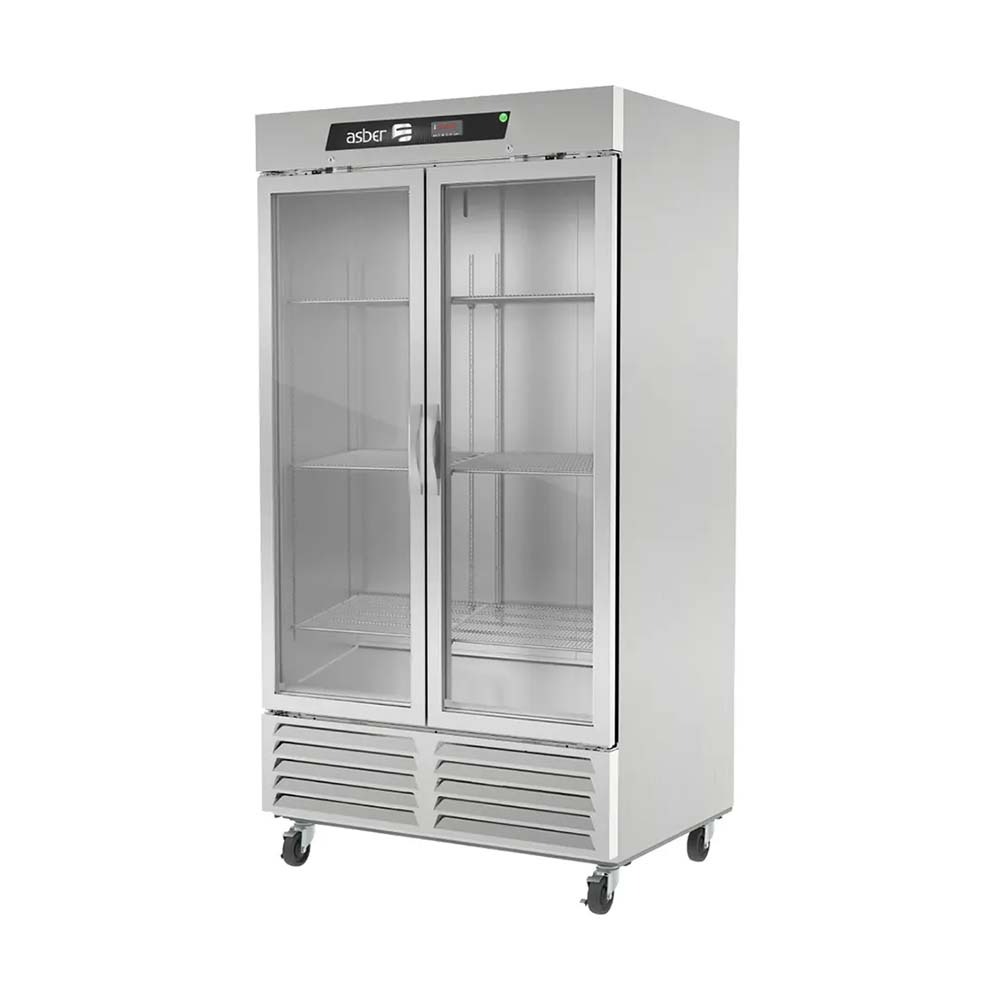 Asber ARF-37-2G-H 43" Two Glass Door Stainless Steel Reach-In Freezer