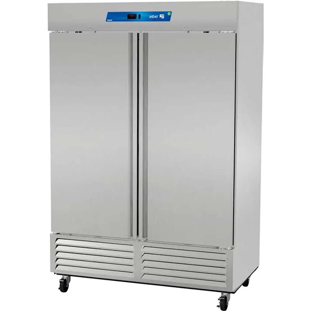 Asber ARF-49-H 55" Solid Double Door Stainless Reach-In Freezer - 49 Cu. Ft.