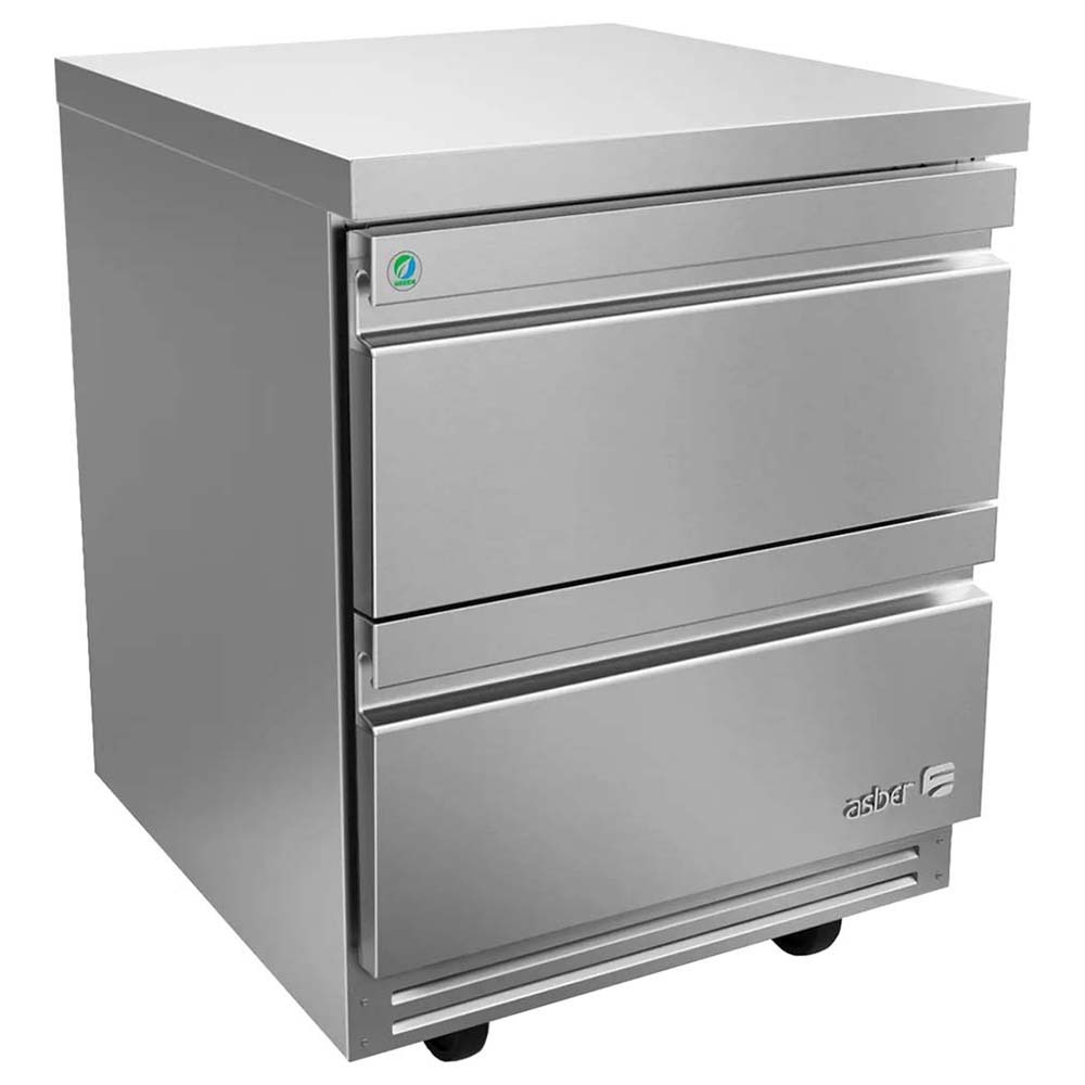 Asber AUTR-27-D2-P 28" Two Drawer Front Breathing Undercounter Refrigerator, 9.5 cu. ft.