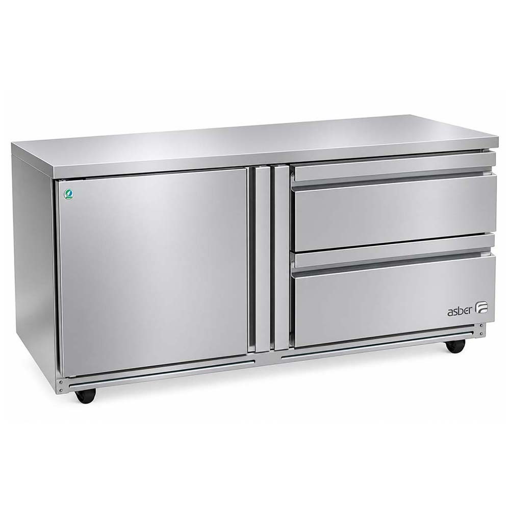 Asber AUTR-60-D2-P 60" Two Drawer Front Breathing Undercounter Refrigerator, 20.6 cu. ft.