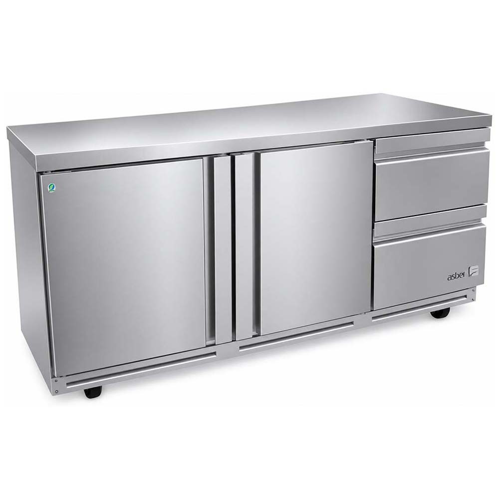 Asber AUTR-72-D2-P 72" Two Drawer Front Breathing Undercounter Refrigerator, 25.4 cu ft