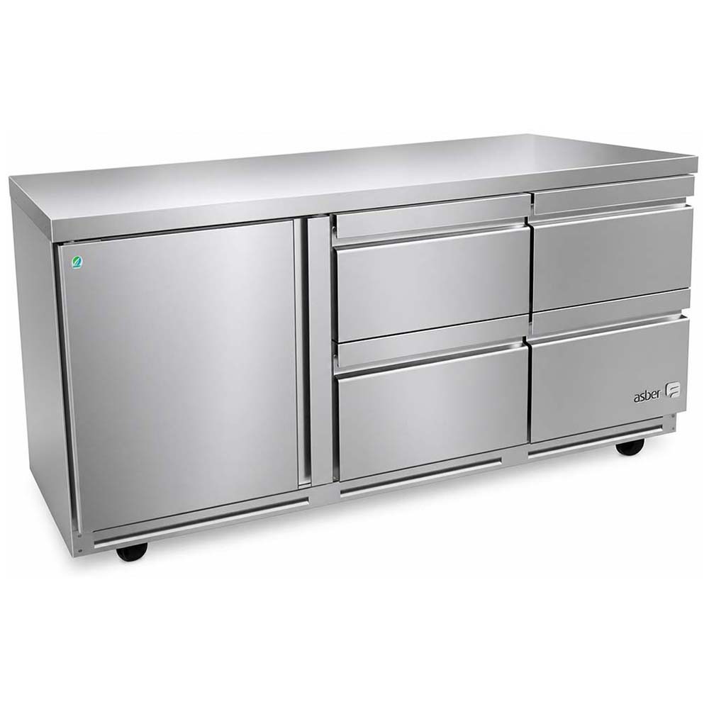 Asber AUTR-72-D4-P 72" Four Drawer Front Breathing Undercounter Refrigerator, 25.4 cu. ft.
