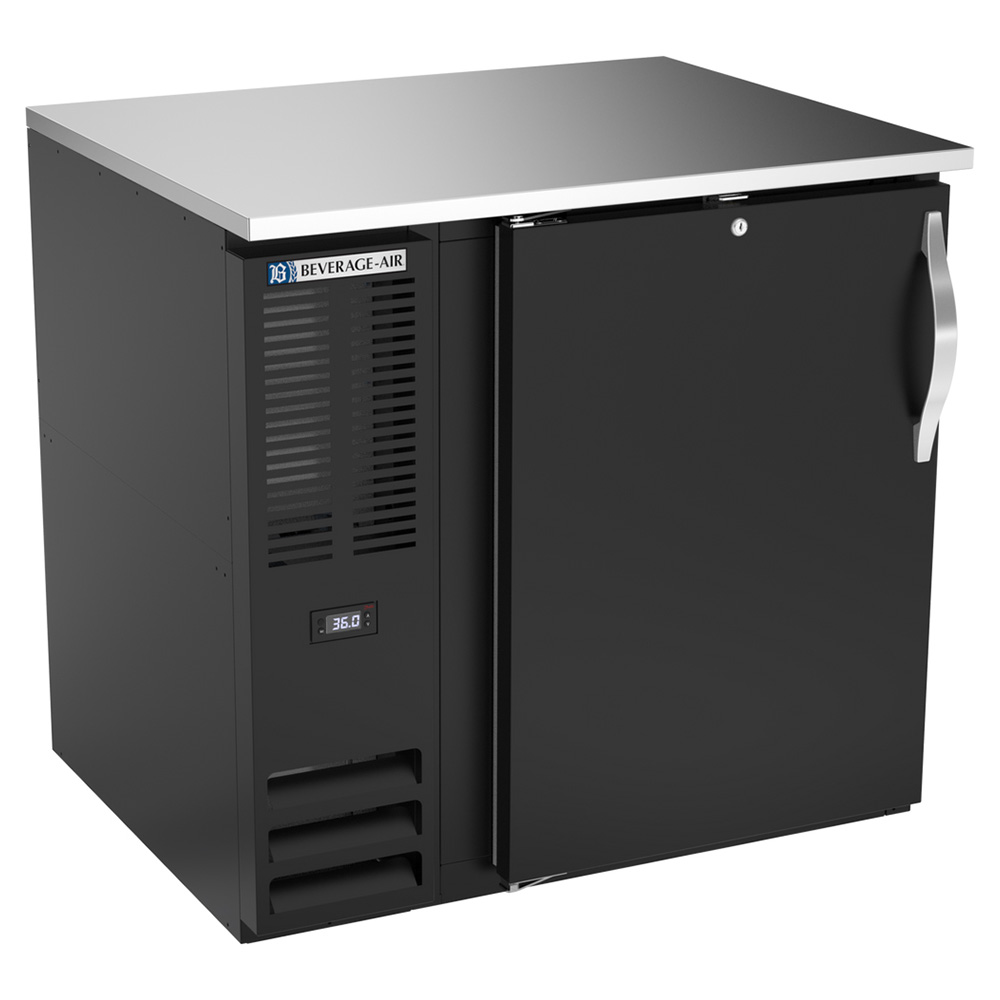Beverage Air BB36HC-F-B 36" One Swinging Solid Door Food Rated Back Bar Cooler, Black
