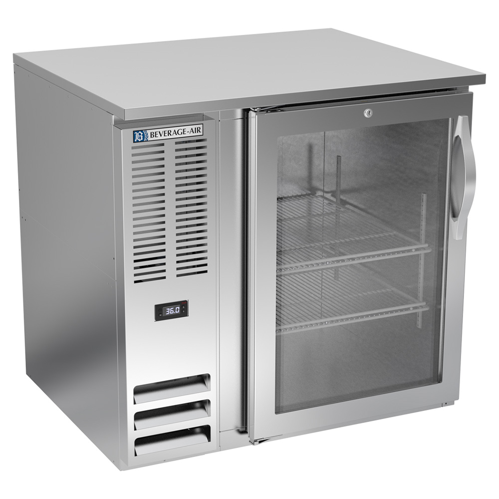Beverage Air BB36HC-FG-S 36" One Swinging Glass Door Food Rated Back Bar Cooler, Stainless Steel